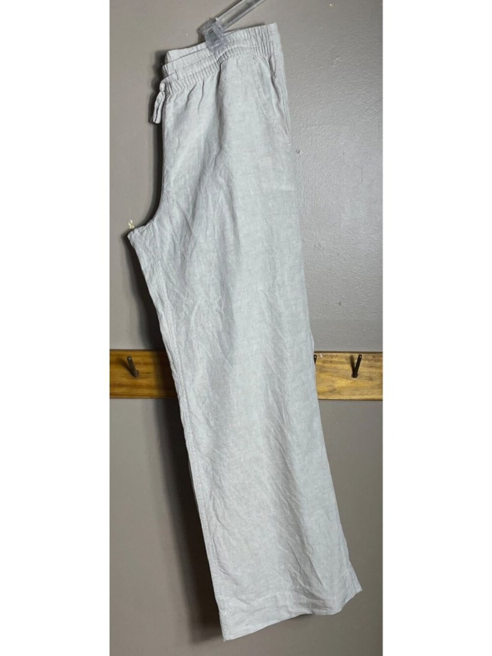 LL Bean Linen Pants Wide Leg Pull On Beach Coastal Beige Palazzo Casual Women 10 - Picture 5 of 6